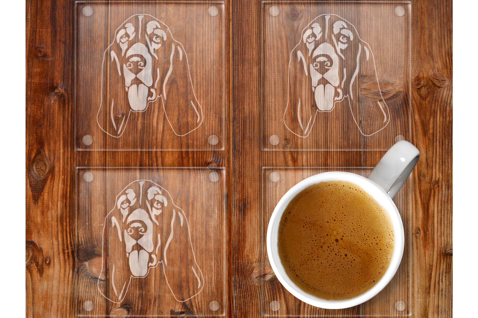 Basset Hound Glass Coaster Set