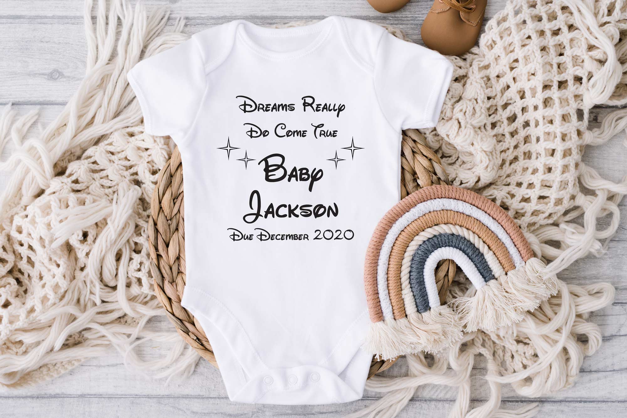 Personalised baby reveal vest