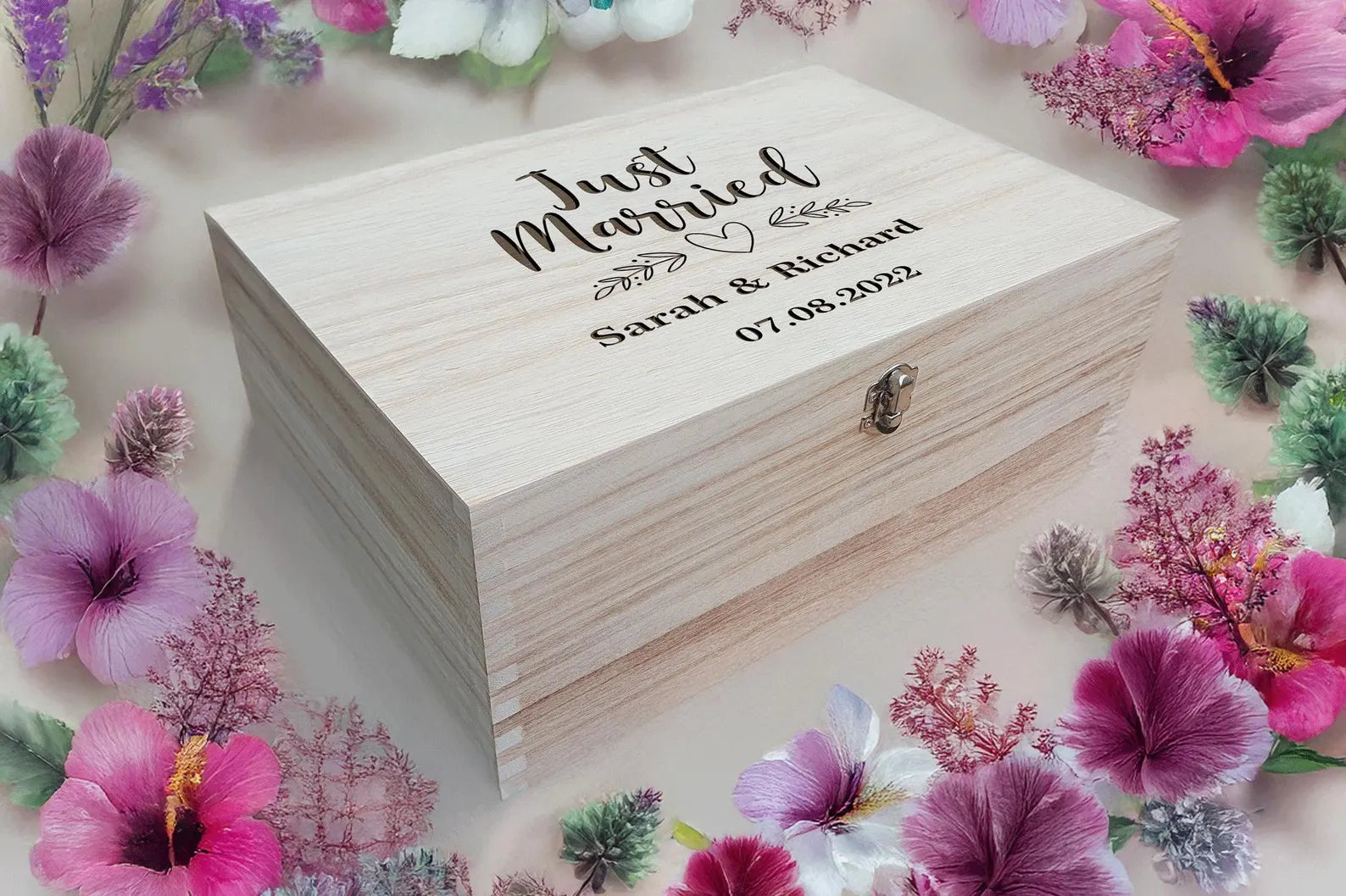 Personalised Wedding Keepsake Wooden Box