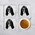 Basset Hound Glass Coaster Set