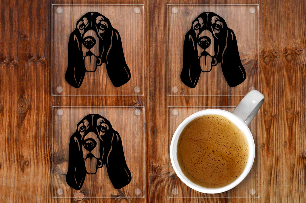Basset Hound Glass Coaster Set