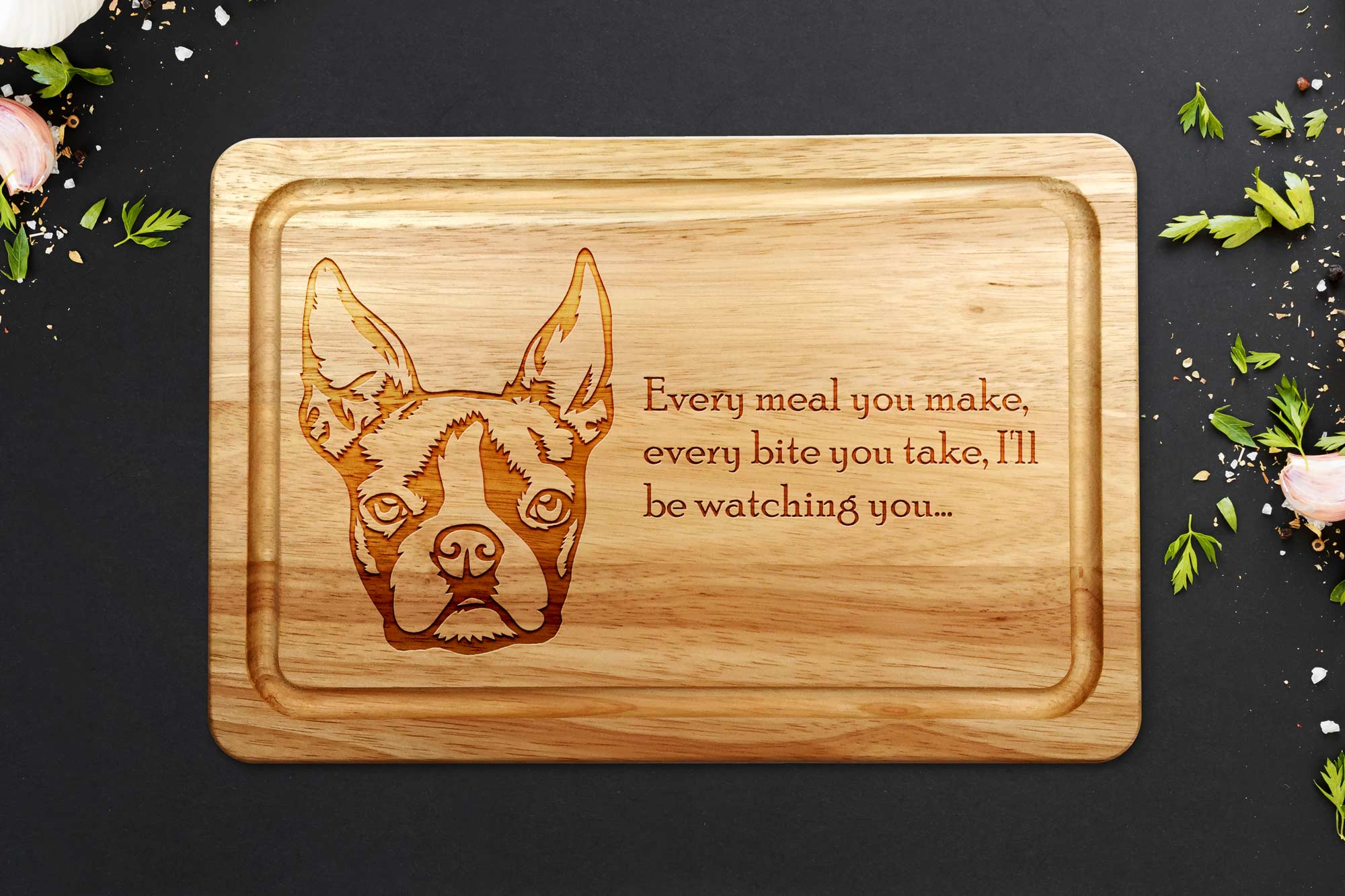 Boston Terrier Wooden Chopping Board