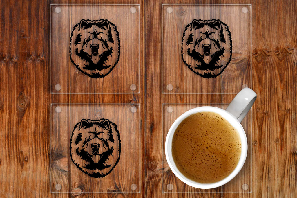 Chow Chow Glass Coasters Set