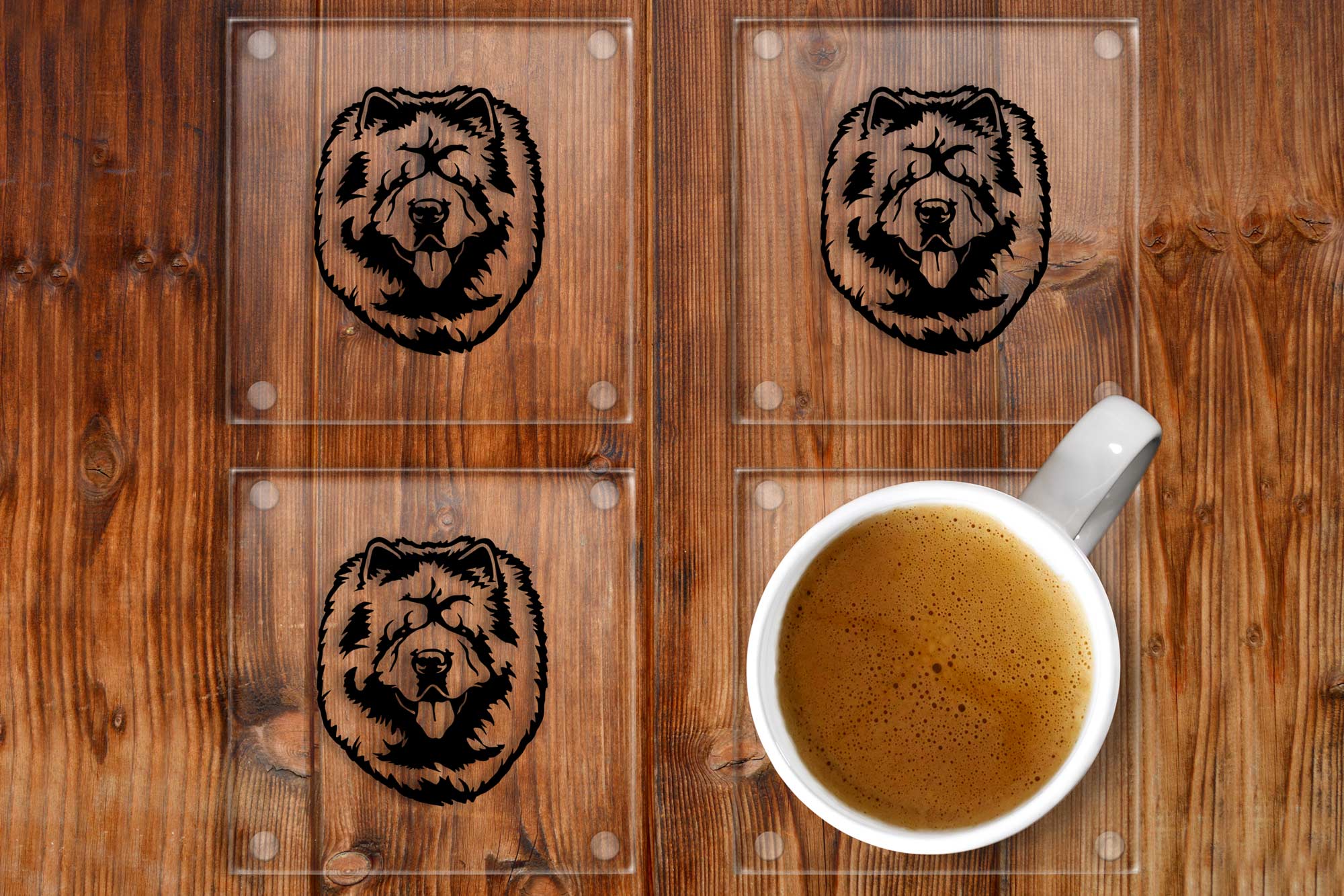 Chow Chow Glass Coasters Set