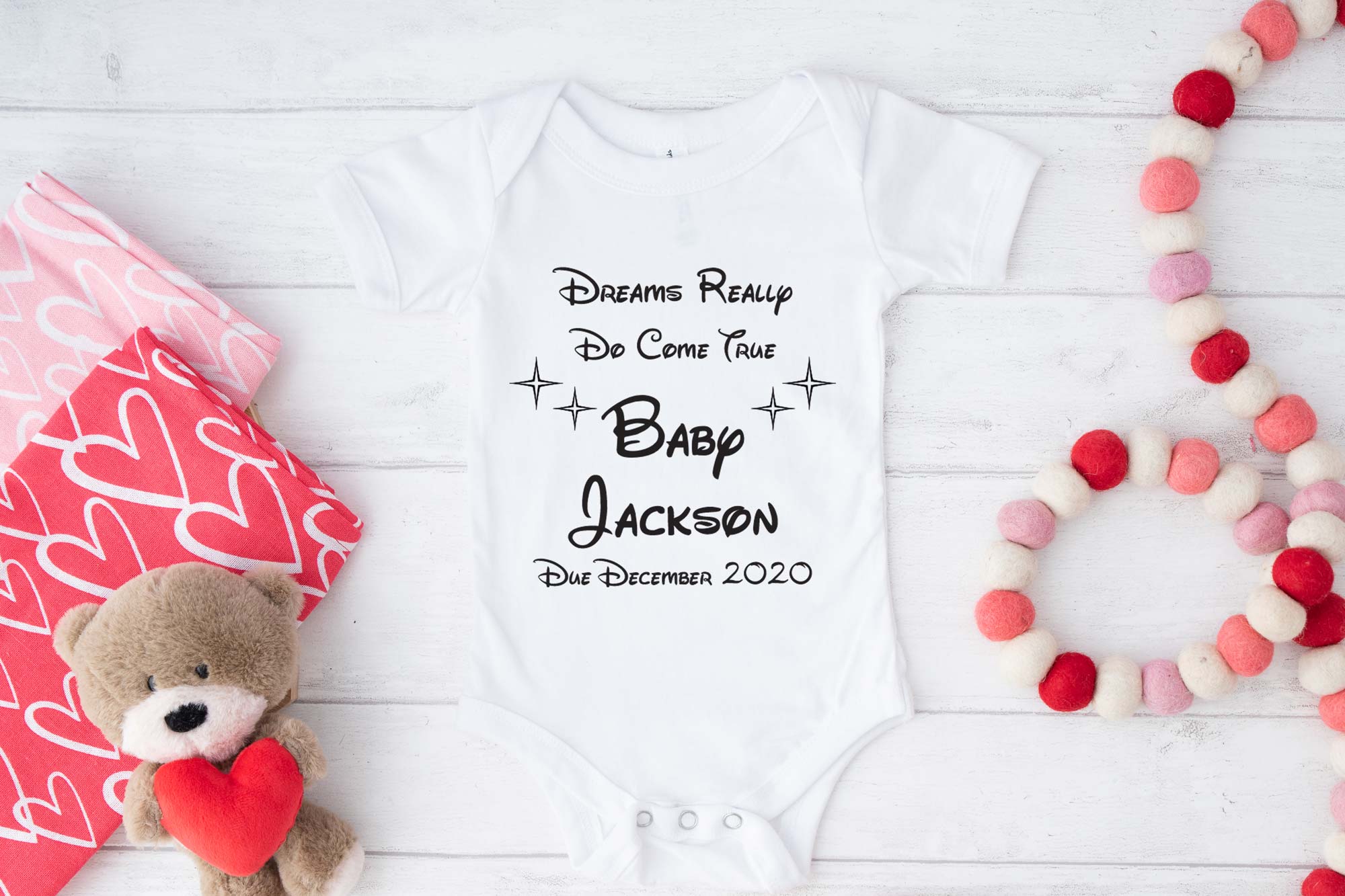 Personalised baby reveal vest