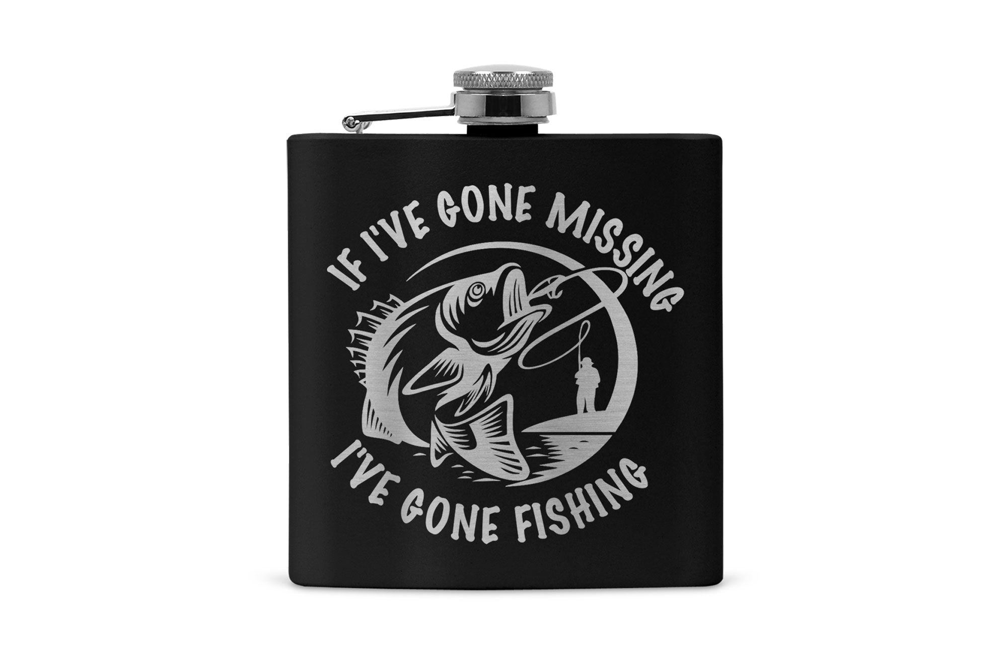 Gone Fishing 6oz Stainless Steel Hip Flask with Gift Box