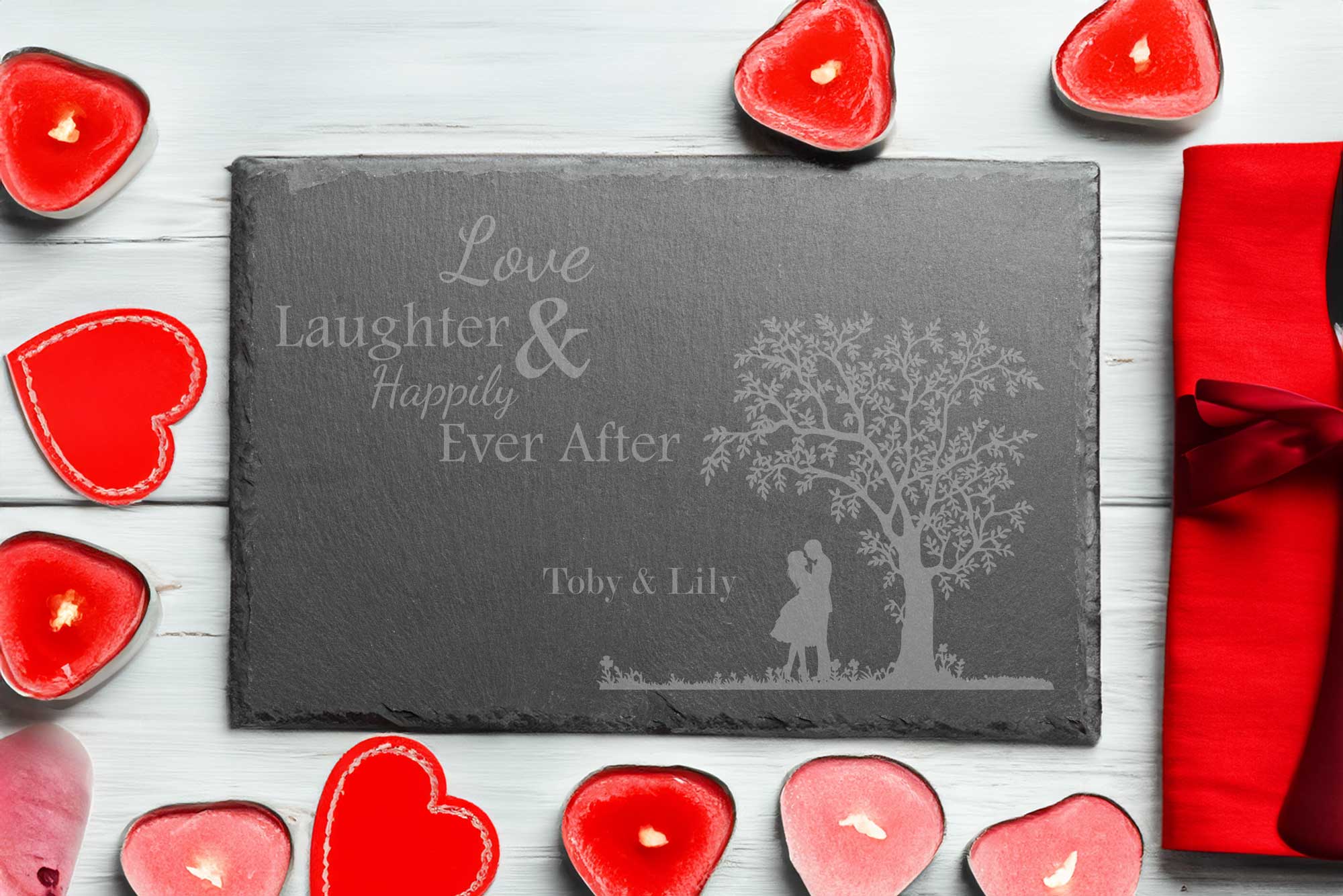 Personalised Valentines Slate Placemat and Coaster set