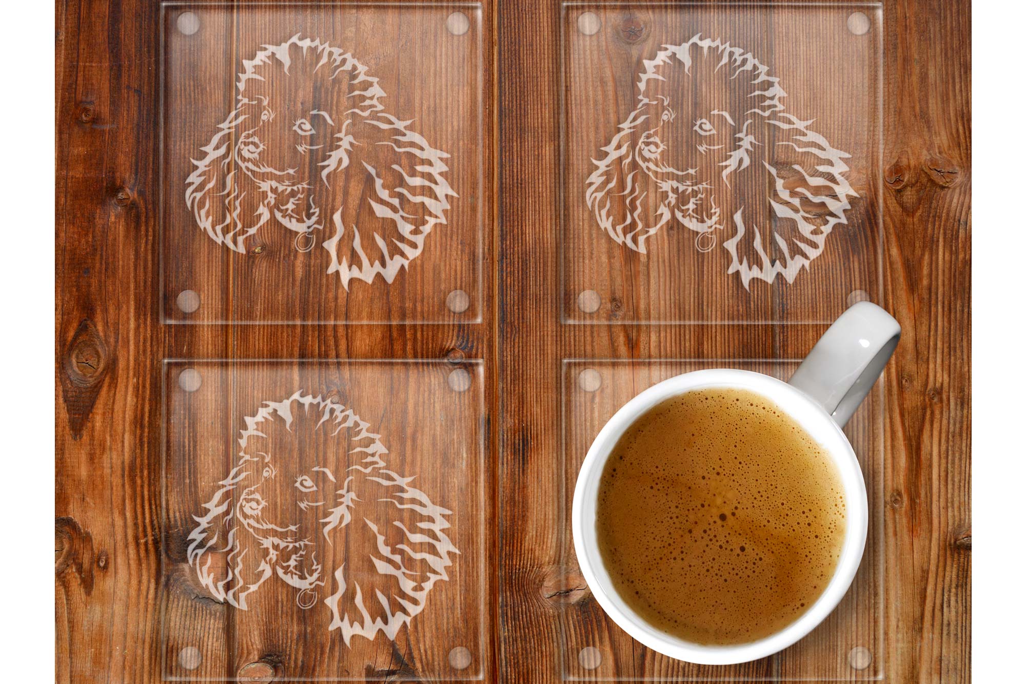 Miniature Poodle Glass Coaster Set