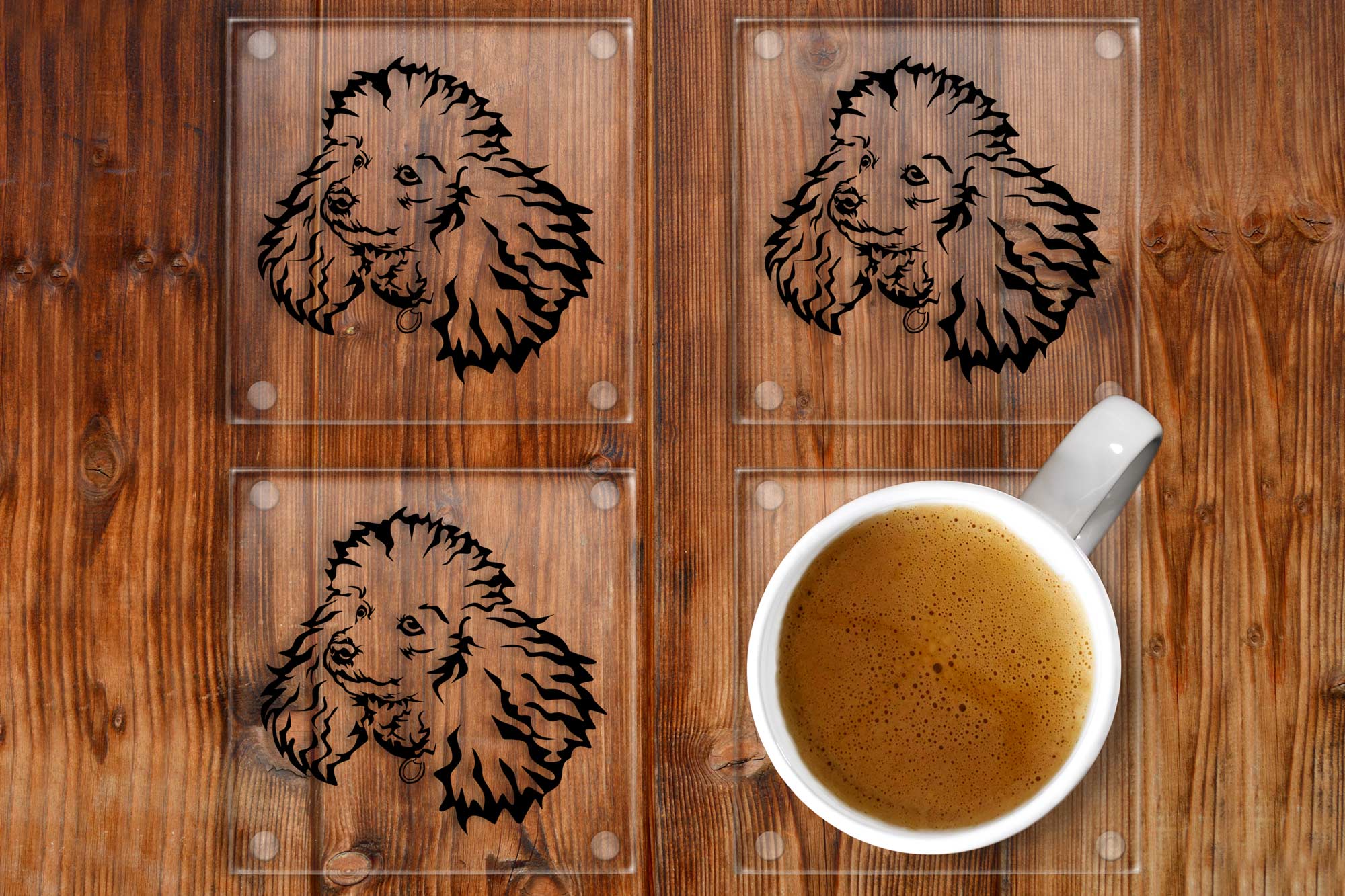 Miniature Poodle Glass Coaster Set