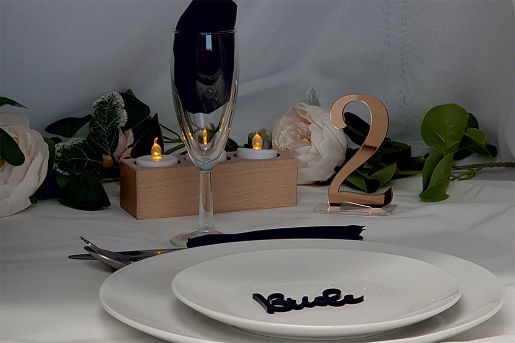 Mirrored Coloured Acrylic Wedding Table Numbers