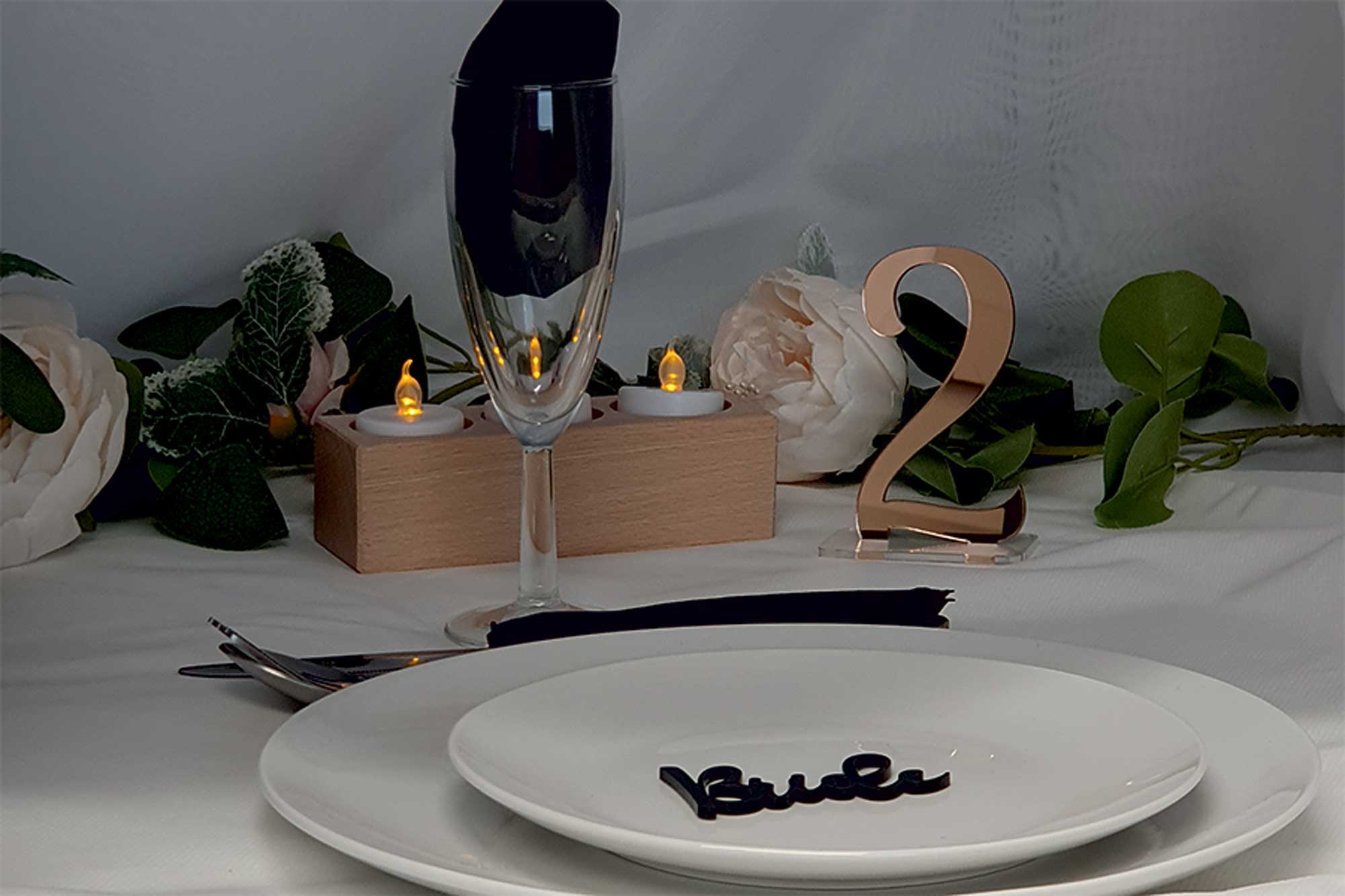 Mirrored Coloured Acrylic Wedding Table Numbers