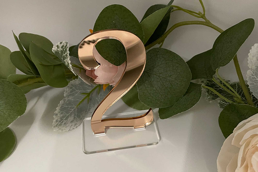 Mirrored Coloured Acrylic Wedding Table Numbers