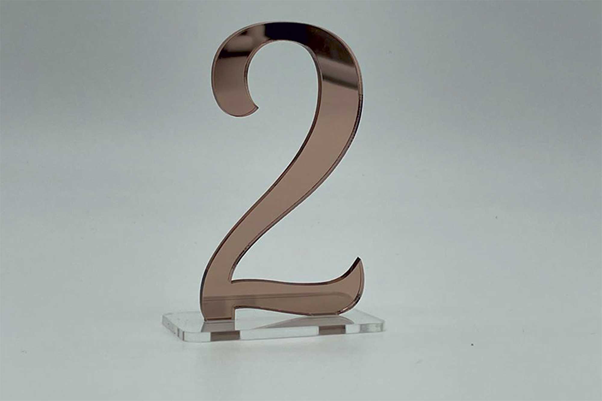 Mirrored Coloured Acrylic Wedding Table Numbers