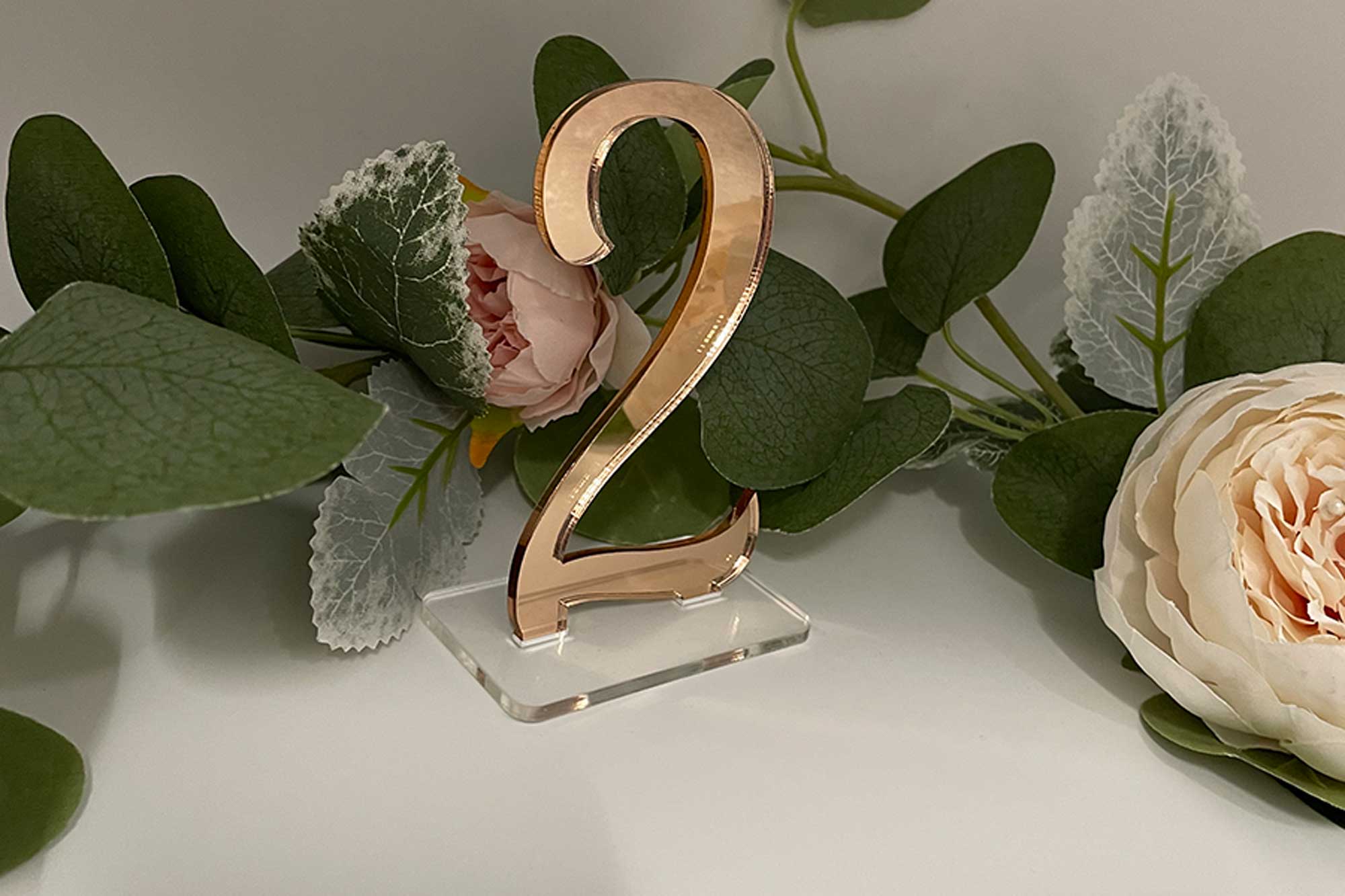 Mirrored Coloured Acrylic Wedding Table Numbers