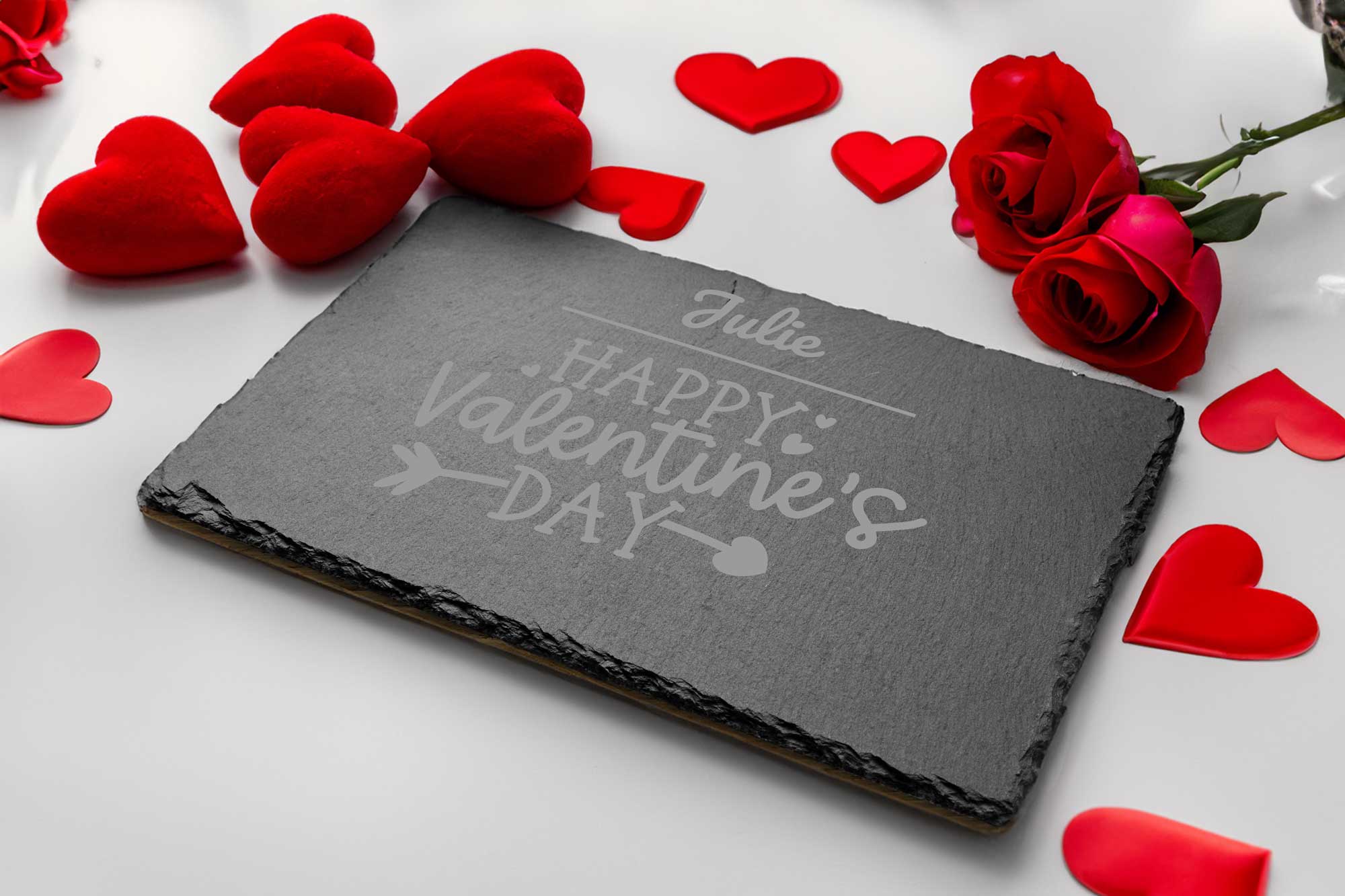 Personalised Valentines Slate Placemat and Coaster set